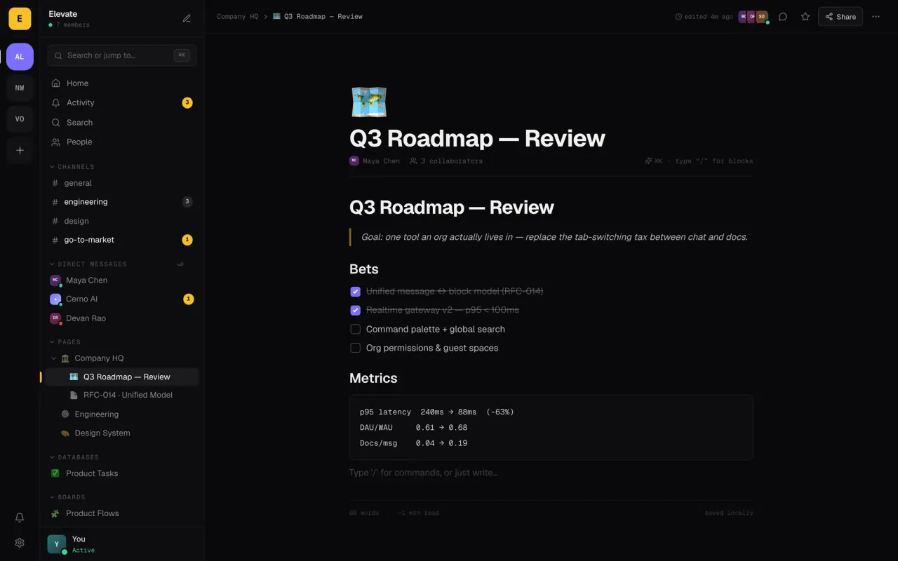 Elevate — a living page