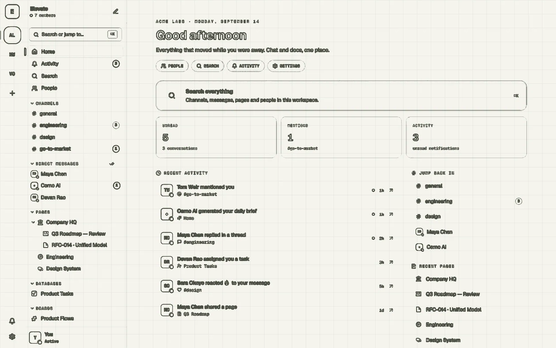 Elevate — the same screen as the drawing it started from