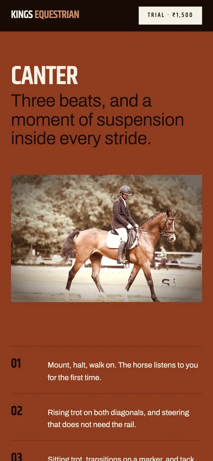 Kings Equestrian — Canter, on a phone